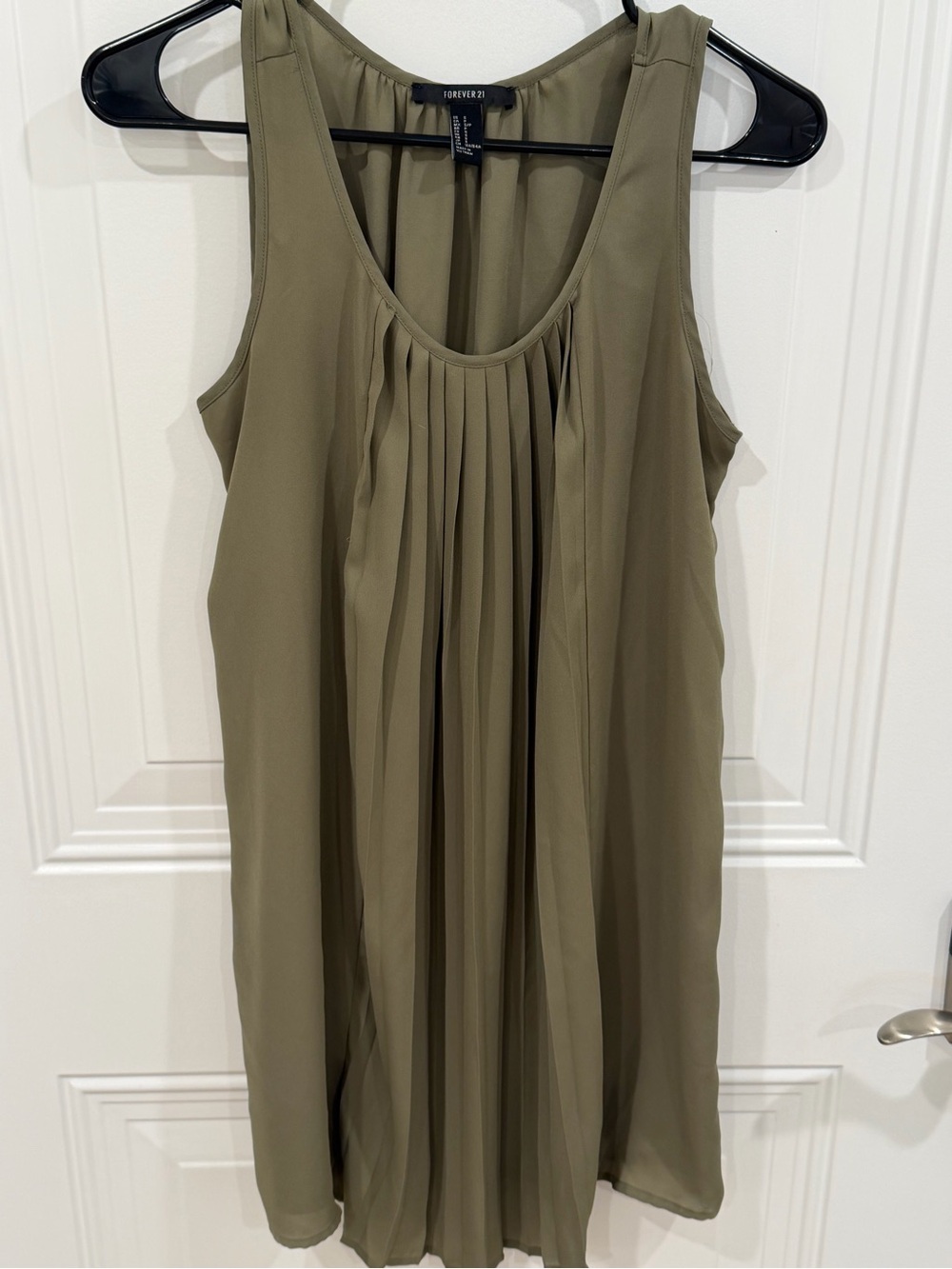 Forever 21 Olive Green Chiffon Pleated Dress
